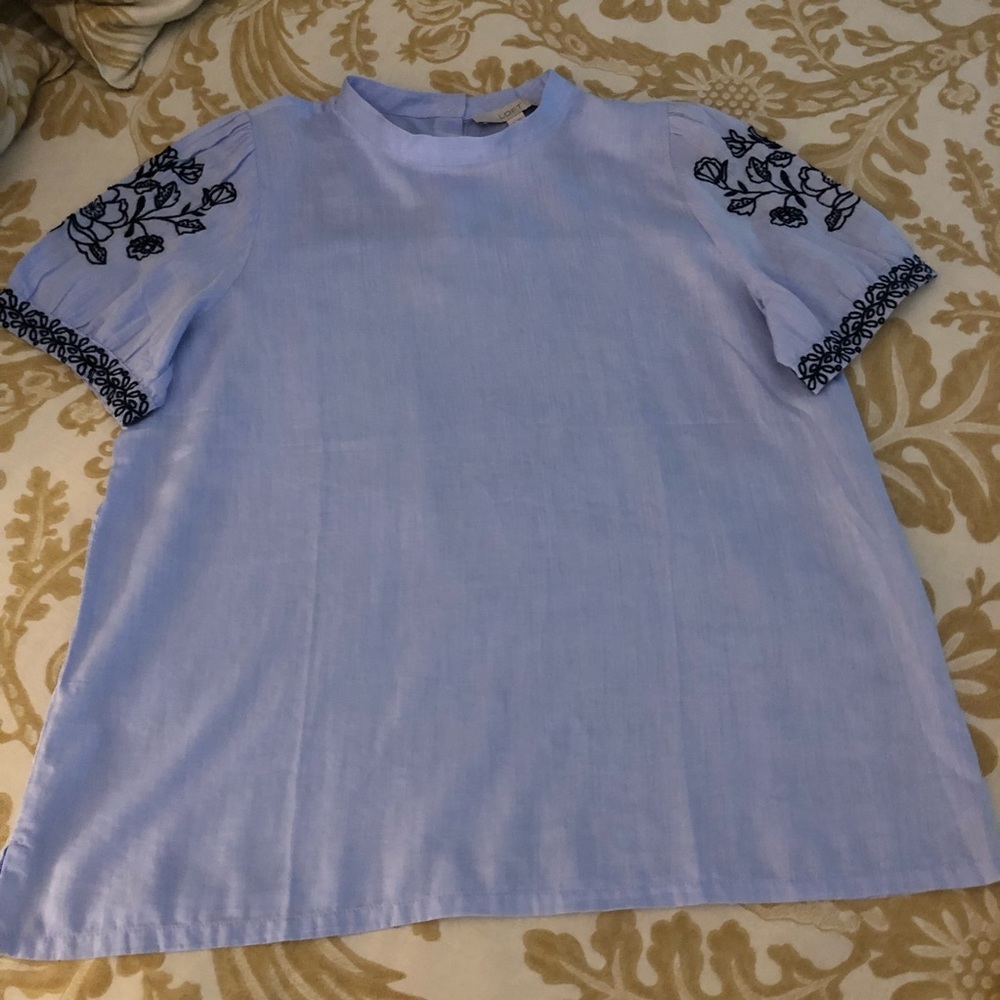 Loft Short Sleeve Embroidered Top